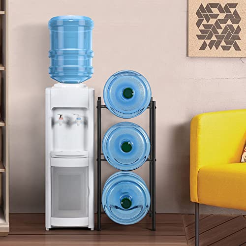 MOOACE 5 Gallon Water Jug Holder, 3 Tier Water Cooler Jug Rack - color: Black, size: 3-Tier