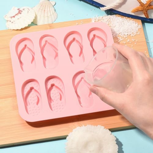 Airssory 2 Pcs Flip Flop Silicone Mold 16.5x15.7x1.7cm Pink Baking Candy Mold for Soap Making Resin Clay DIY Craft Chocolate - color: Flip Flop Silicone Molds