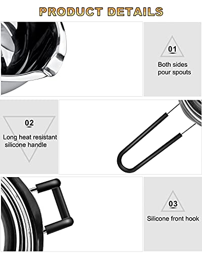 Double Boiler Pot Set, Stainless Steel Melting Pot 600ml and 1600ml - size: 1600 ML+600ML Multicolor (Pack of 1)