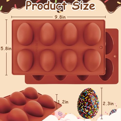 Morofme 2pcs Easter Egg Silicone Molds 8 Cavity Eggs Pan Baking Egg Chocolate Molds Easter Candy Mold Eggs Shape Jello Mold for DIY Craftwork Soap Wax Dessert Cookie Pudding Ice Cube - color: Egg