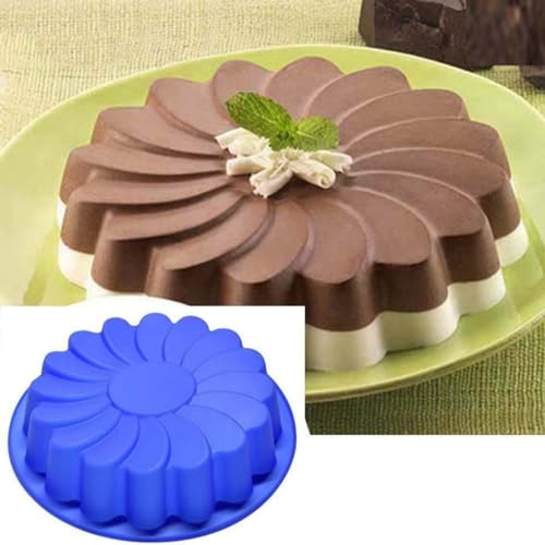 Jiareally Silicone Large Flower Cake Mould for Chocolate Jello Candy Silicone Baking Molds for Cakes,9 inch Non-Stick Fluted Tube Cake Pans