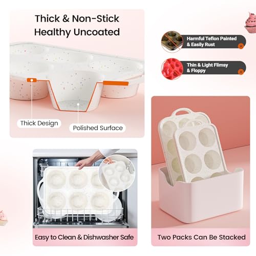 Silicone Jumbo Muffin Pan with Metal Frame, Non Stick Food Grade Silicone Large Muffin Pan Set of 2, with Handles 6 Cup,BPA-Free and Dishwasher Safe, Jumbo Cupcake Pans - size: Jumbo: 6cups-2Pack