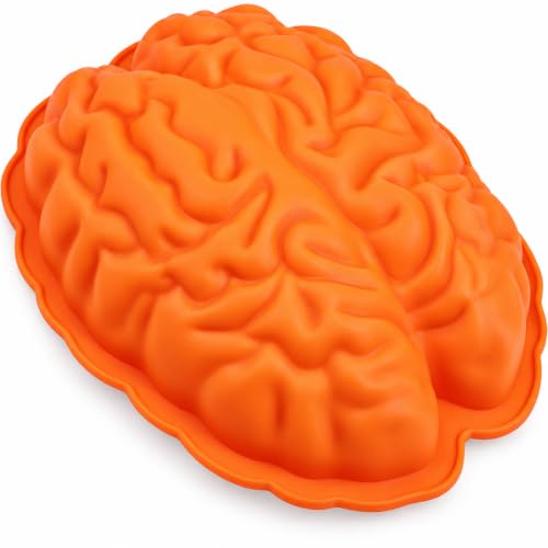 Webake Brain Jello Mold Silicone Brain Gelatin Cake Molds 9 Inch Breakable Brain Chocolate Mold for Halloween Baking - style: Brain