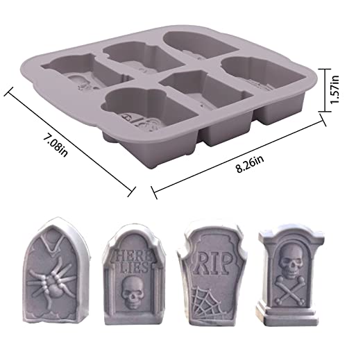 Halloween Silicone Mold for Soap RIP Gravestone Mold for Ice Chocolate Cake Candy, 2 Pack - color: GreyBlue, size: 2P