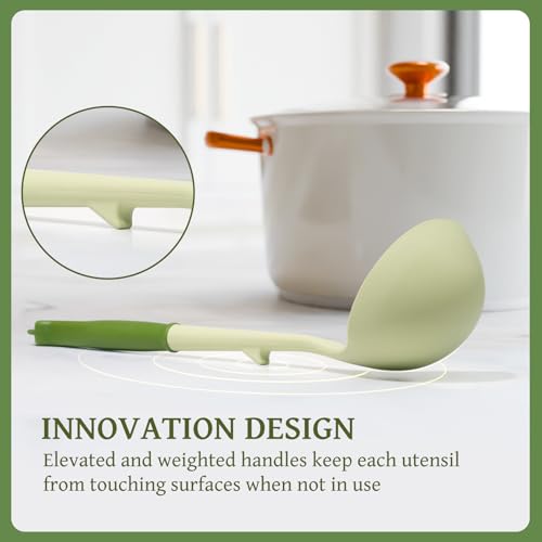 Kikcoin 43 PCS Silicone Kitchen Utensils Set, Cooking Utensils Set, Green - color: Avocado Green