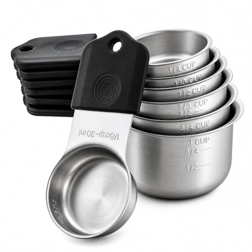 XSNBRD Magnetic Measuring Cups Set, 7-Piece Stainless Steel Stackable - color: Black