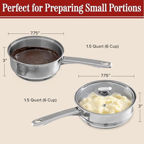 Classic Cuisine 6 Cup Double Boiler Pot Set, 7.75” x 3”