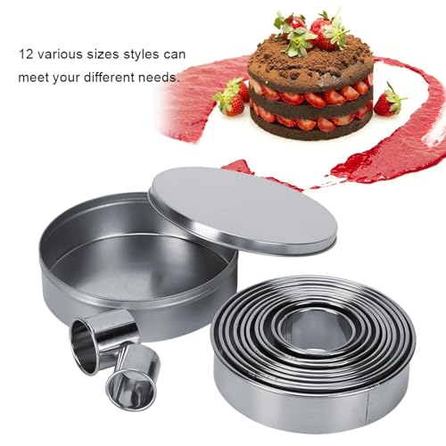 Round Cookie Cutters Set, 12PCS Biscuit Cutter Stainless Steel Biscuit Cutter Graduated Sizes Circle Pastry Molds for Baking Donut Fondant
