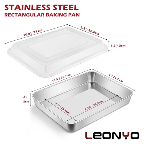 Leonyo Focaccia Bread Pan with Lid, 10.5x 8x 2 Inch Deep Cake Pan Sheet - size: 10.5 x 8IN