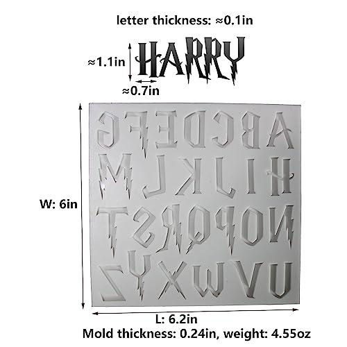 3-Piece Silicone Mold Set for Magical Lightning Shaped Letters and Numbers - Ideal for Fondant Cakes, Resin Crafts, Gumpaste, Chocolate, DIY Crafts Creation - color: Wizard