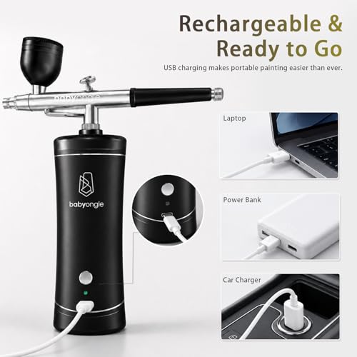 Cordless Airbrush Kit with Cleaning & Thinner, 3-Speed USB
