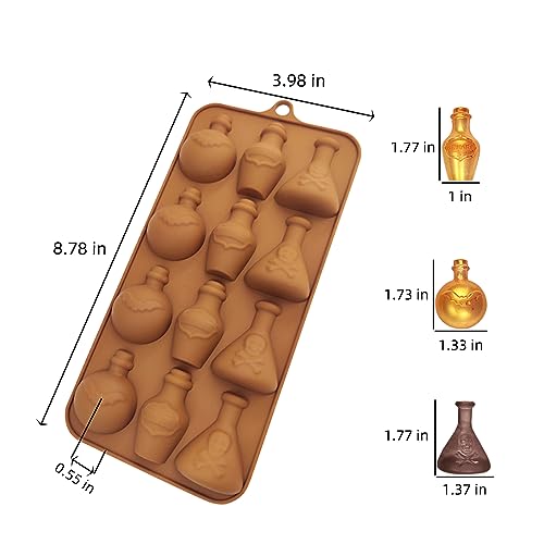 Halloween Chocolate Molds 3pcs Silicone Candy Molds Halloween Apothecary Potion Bottle for Ice Cube Jelly Crayon Gummy Cupcake Decoration - size: Halloween