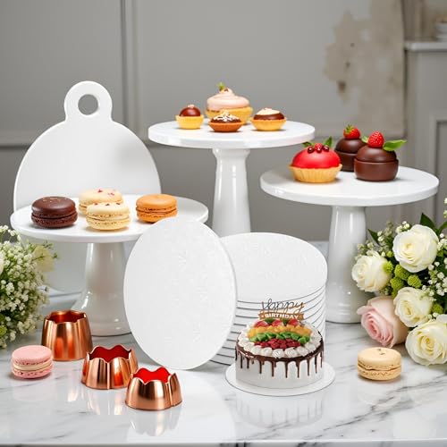 14 Inch Round Cake Boards, 10PACK White Cake Drums, Sturdy Cake Cardboard Bases para Pasteles for Pastry Baking, Wedding,Party, Fathers Day Pizza Desserts 1/4 Inch Thick - size: 14"