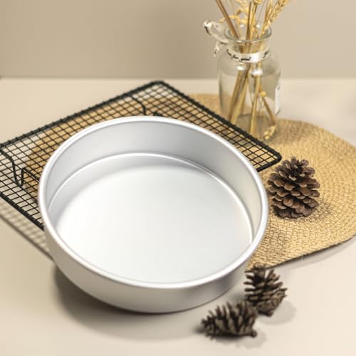 8 x 2 Inch Round Cake Pans Set of 3, Aluminum Round Cake Tin, Baking Cake Pan for Wedding, Party, Family Occasions, Chocolate, Bread. (Round, 8×2 Round Cake Pan, Set of 3) - color: Silver, size: 8 x 2 Inch Round Cake Pan, Set of 3