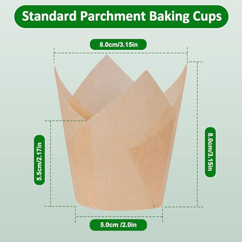 Caperci 150pcs Tulip Cupcake Liners Parchment Paper Muffin Cups for Baking - color: Natural (150-Count)
