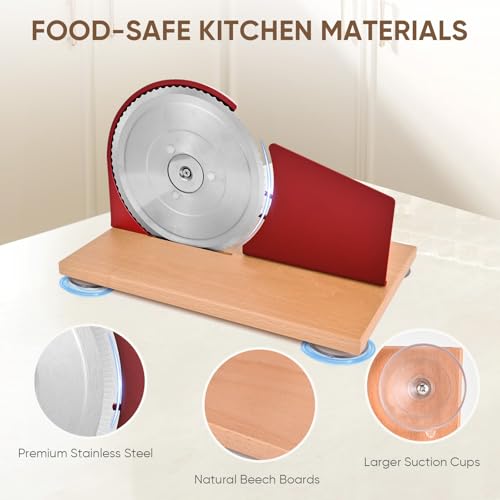 SOWKIPE Manual Bread Slicer for Sourdough, Adjustable Hand Crank, Red - color: Red