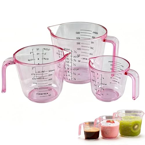 Pink Measuring Cups Set - 3pc 150ml/300ml/600ml