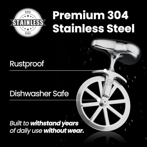 Gourmet Easy Pizza Cutter Unicycle Wheel Nonslip Easy Glide Stainless Steel