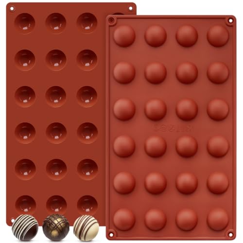 JOERSH Mini Semi Sphere Silicone Chocolate Molds, 2Pcs, 24-Cavity - color: 24 Mini (2 Pack)