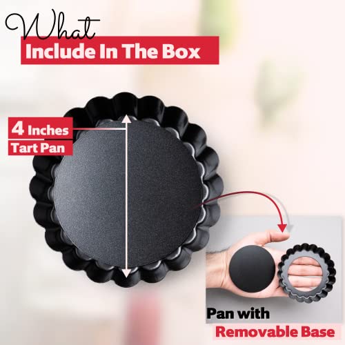 8 Pack Mini Tart Pans 4 Inch with Removable Bottom Round Nonstick Deep Quiche Pan, Heavy Duty Perfect for Baking Fruit Tarts, Quiches & Dessert - size: 4 Inch