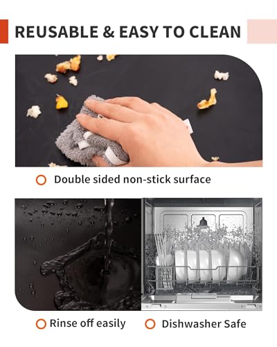 5 Pack Oven Liners for Bottom of Oven, 17x25" Large Heavy Duty Non-Stick Reusable Oven Mat for Electric, Gas, Toaster & Convection Ovens - BPA & PFOA Free, Dishwasher Safe, Kitchen Essentials, Black - color: Black, size: 5 Pack 17”x25”
