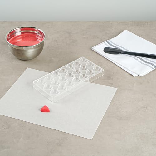 Restaurantware-Pastry Tek 10.8 x 5.3 Inch Chocolate Shaping Mold, 1 Freezable Candy Mold - 21 Cavities, Heart-Shaped, Clear Polycarbonate, For Chocolate, Dishwashable, Easy To Release - size: 1 Count | 10.8 x 5.3 Inch, style: Heart