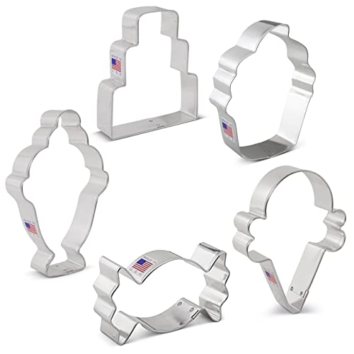 Ann Clark Candy and Sweets Cookie Cutters Set of 5, Made in USA - style: Dessert Set, 5-pc.