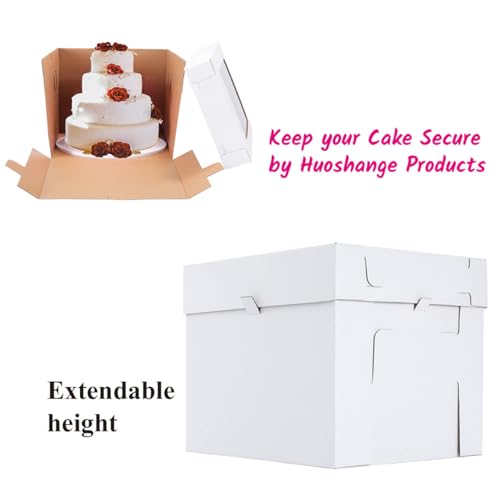 Tall Cake Boxes for Tier Cakes 16x16x14 Inch 3Pack