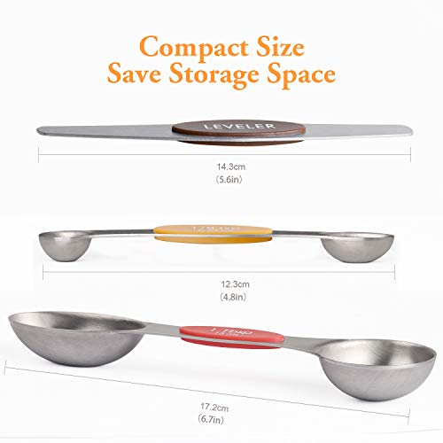 Magnetic Measuring Spoons Set Stainless Steel Dual Sided Measuring Spoons - color: Color