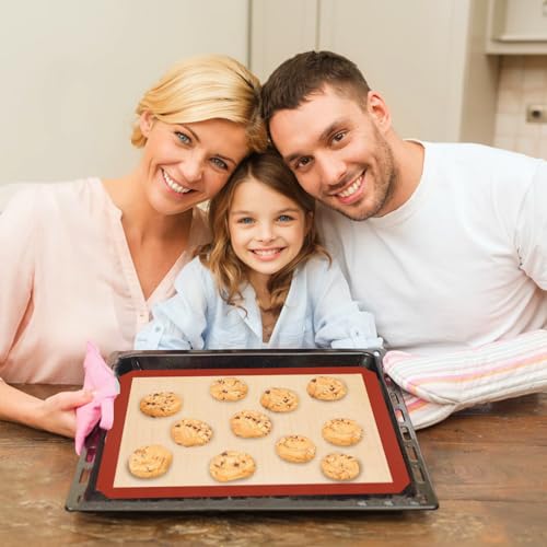 Silicone Baking Mats, 6 Pack Non-Stick Mats for Baking, Silicone Baking Mats Cookie Sheet, Easy Clean & Reusable Oven Baking Sheet for Making Cookies, Macaroons, Bread - size: 16.53"L x 11.61"W (Pack of 2)