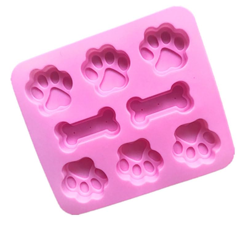 2 Pack, Cute Puppy Dog Paw and Bone Shaped Silicone Chocolate Candy Cake Mold - color: 2 Pack Paw and Bone