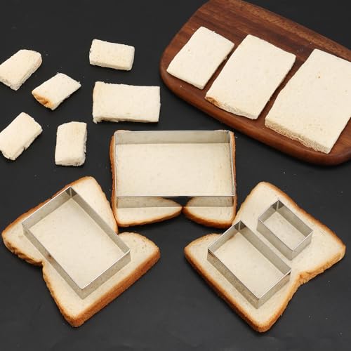 Rectangle Cookie Cutter ANCKNE Stainless Steel Rectangle Biscuit Molds Square Pastry Molds Fondant Cake Cookie Cutter Set 1 Inch Depth - color: Rectangle