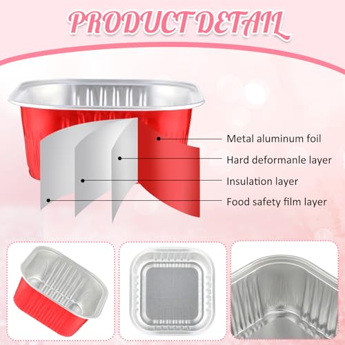 Skylety 100 Pcs 5oz Mini Square Cake Pans with Lids, Mixed Color - color: Mixed Color