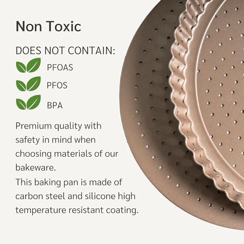 HAPPIELS 9 inch Tart Pan with Removable Bottom Nonstick, PFOA & BPA Free - style: 9'' Tart Pan