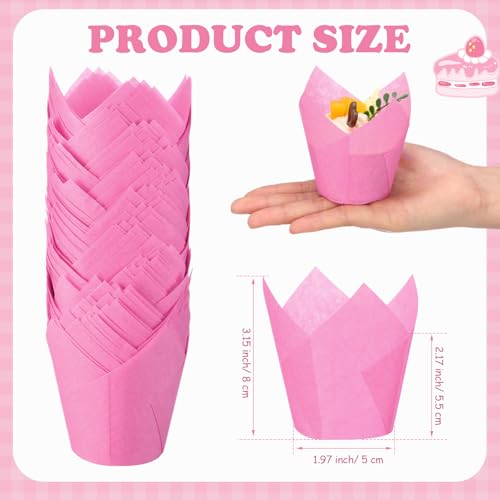 600 Pcs Tulip Cupcake Liners, Solid, Hot Pink - color: Hot Pink