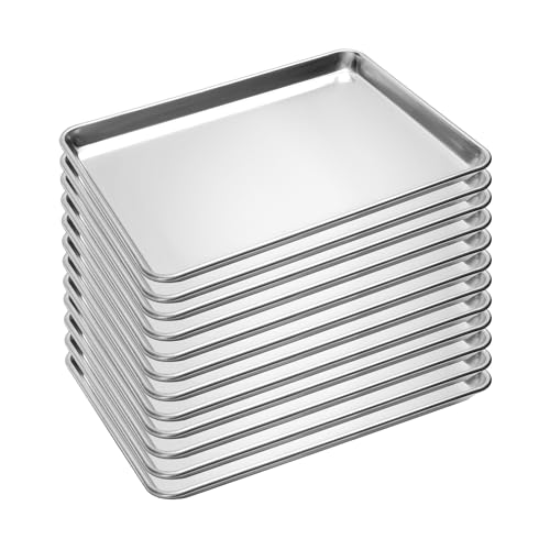 BIEAMA 12 Pack Half Size Baking Sheet Pan, Aluminum Commercial 18" x 13" - size: 12PACK Half Size 18"×13"