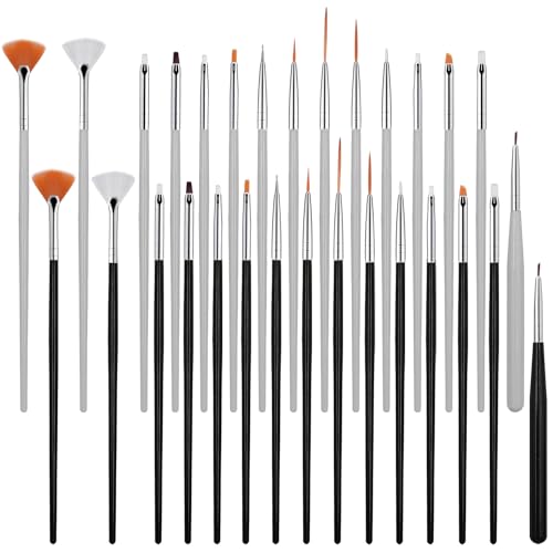 30 Pcs Cake Decorating Brushes Food Safe Paint Brushes Multiple Function Fondant Brush Cookie Brush DIY Tool Set Icing Pastry Brushs for Painting Baking (Black, White)