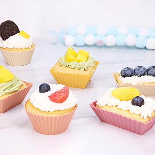 24Pack Silicone Muffin Baking Cups Cupcake Liners Lunch Box Bento Dividers - color: Orange Series, size: Regular Size