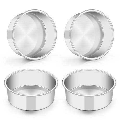 TeamFar 5 Inch Cake Pan Set of 4, Stainless Steel Small Layer Cake Pans Tin - size: 5inch