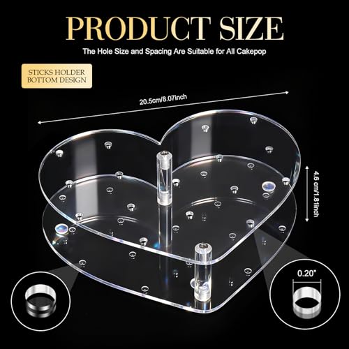 16-Hole Heart Cake Pop Stand, Clear Acrylic Lollipop Holder