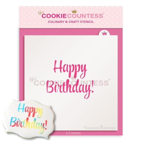 The Cookie Countess Script Happy Birthday Stencil
