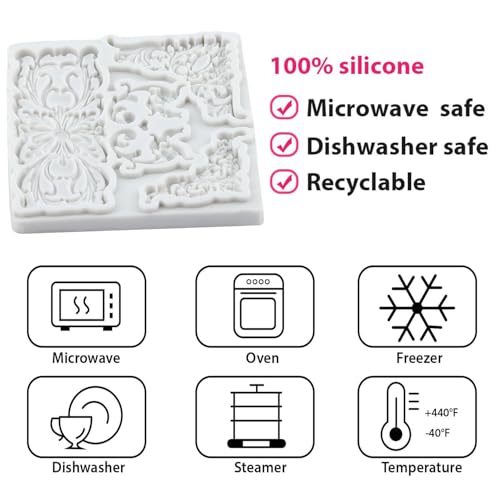 Baroque Curlicues Scroll Lace Fondant Silicone Mold Set of 4 - color: Style F