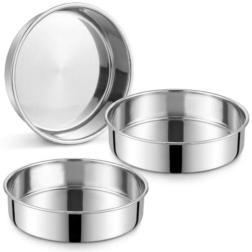 Homikit 9 Inch Round Cake Pan Set of 3, Stainless Steel Smash Cake Pan - size: 9 inch