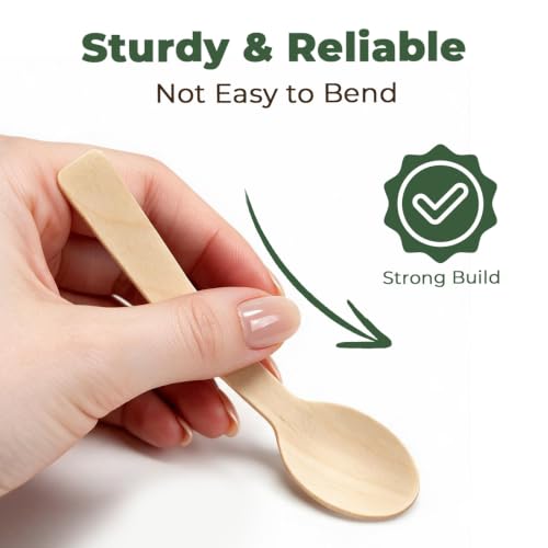 LotFancy 100Pcs Mini Wooden Spoons, 4" Disposable Tasting Sampling Spoons - size: 100 Spoons(4" Length)