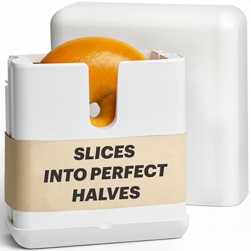Bagel Slicer, Compact 2-in-1 Bagel Cutter with Precision Blade, Auto-Center & Knife Slot, Bagel Cutter Slicer for Large Bagels, Buns & English Muffins, Dishwasher Safe, White