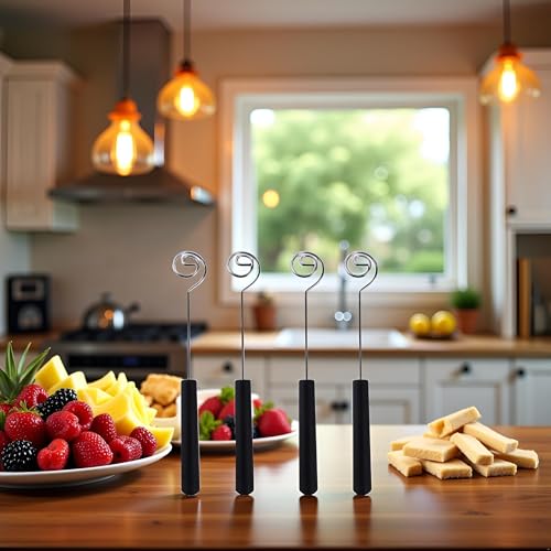 4 Pcs Black Candy Dipping Tools Set Chocolate Dipping Fork Baking Supplies Stainless Steel Fondue Diy Decorating Tools Kitchen Gadget，Fondue Forks Specialty Forks