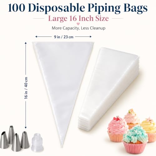 Cake Decorating Kit, 100 Piping Bags, 24 Tips, Donut Cutters