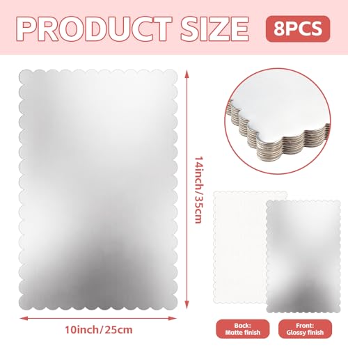 8 Pack 14 x 10 Inch Greaseproof Rectangle Cake Boards,Silver - color: Silver, size: 14 x 10 Inch - Wavy Edge