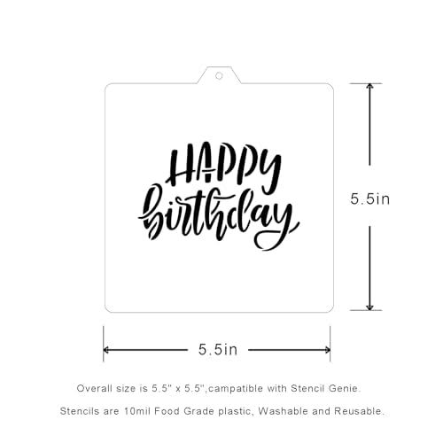 Cookie Cutter and Stencil Bundle Royal Icing Cookies Stencils Paint Your Own Biscuit Bakery Starter Kits Royal Icing Fondant Cutters Birthday Wedding Holiday Cookies Painting Coloring Pages Comb - style: Happy Birthday Set