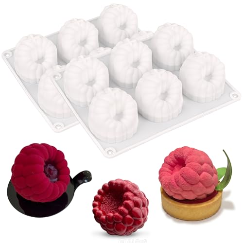 2 Pack Raspberry Molds Silicone, 3D Fruit Silicone Molds - color: White